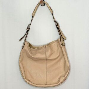 Tignanello Leather Hobo, Bag, Satchel, Purse, Cream/Beige, Magnetic Closure